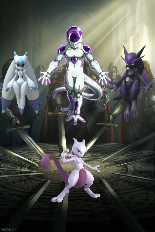 Everyone is Mewtwo | image tagged in knights of the round table | made w/ Imgflip meme maker
