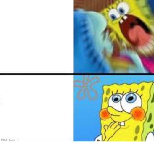 High Quality Screaming spongebob calm spongebob Blank Meme Template