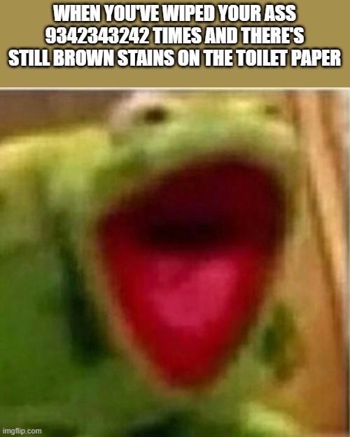 AHHHHHHHHHHHHH | WHEN YOU'VE WIPED YOUR ASS 9342343242 TIMES AND THERE'S STILL BROWN STAINS ON THE TOILET PAPER | image tagged in ahhhhhhhhhhhhh,relatable memes,hello there | made w/ Imgflip meme maker
