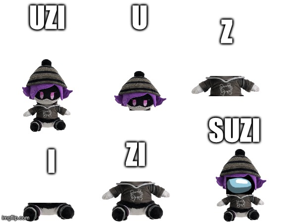 The last one… | UZI; U; Z; SUZI; ZI; I | image tagged in murder drones,uzi,among us | made w/ Imgflip meme maker