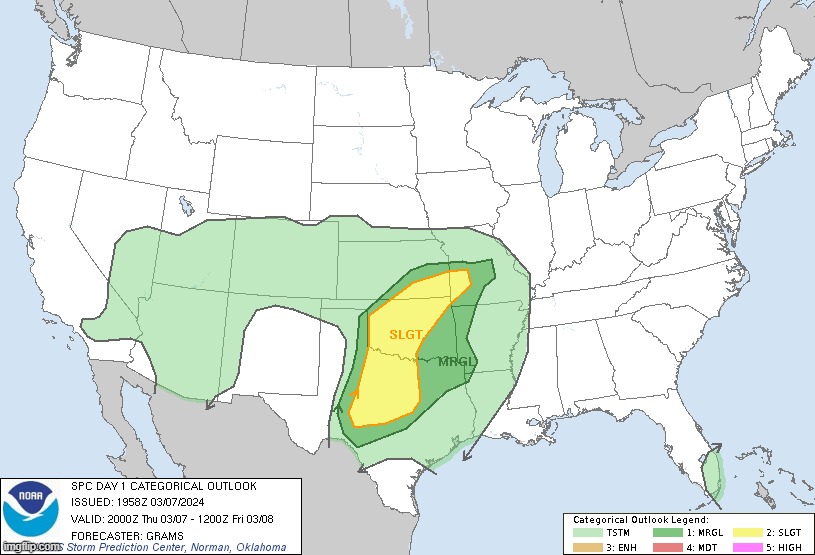 tomorrow will have a bigger slight risk area | made w/ Imgflip meme maker