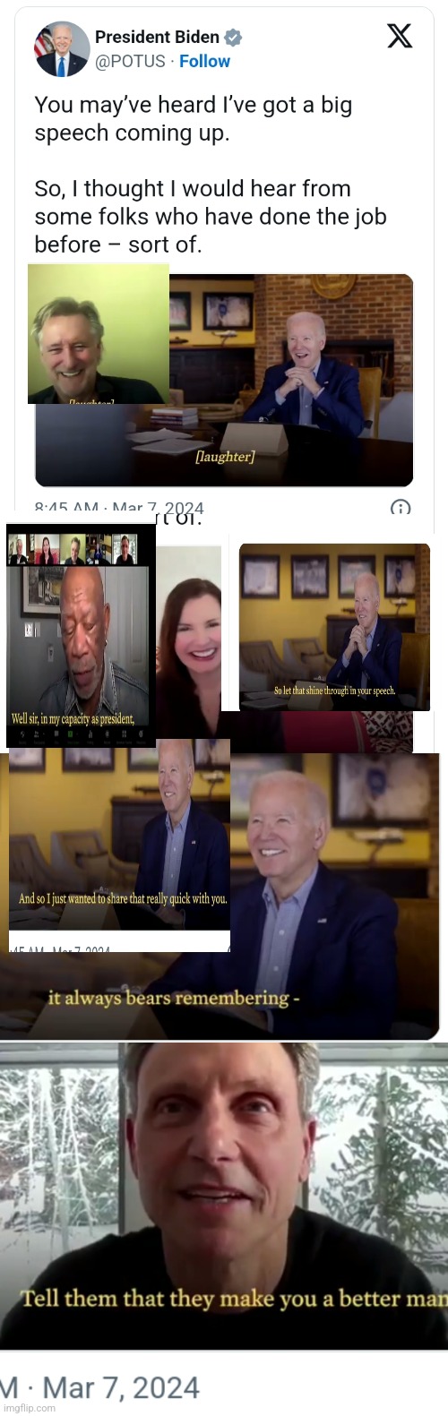 Actors and 1 puppet | image tagged in creepy joe biden,funny,funny memes | made w/ Imgflip meme maker