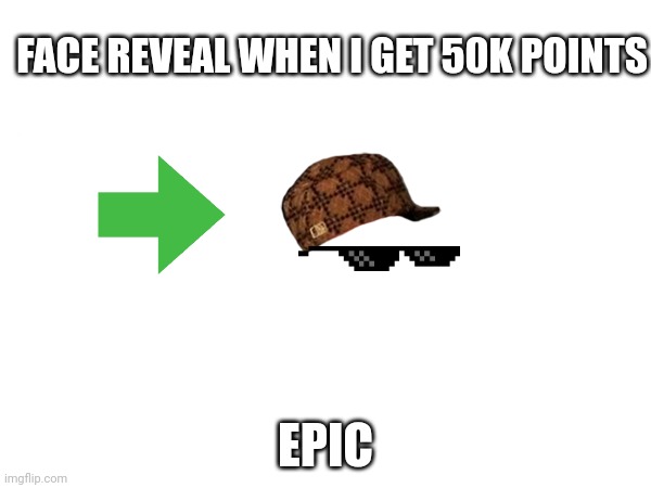 Yes | FACE REVEAL WHEN I GET 50K POINTS; EPIC | image tagged in face | made w/ Imgflip meme maker