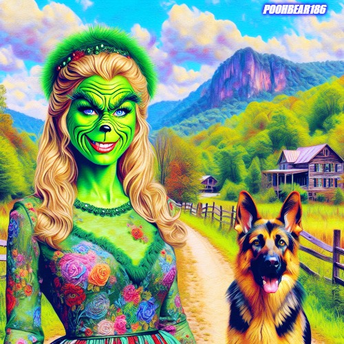 Country Girl Grinch and her Dog | POOHBEAR186 | image tagged in funny | made w/ Imgflip meme maker