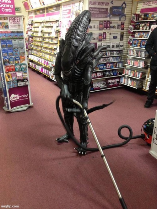 Vacuuming Alien | image tagged in vacuuming alien | made w/ Imgflip meme maker