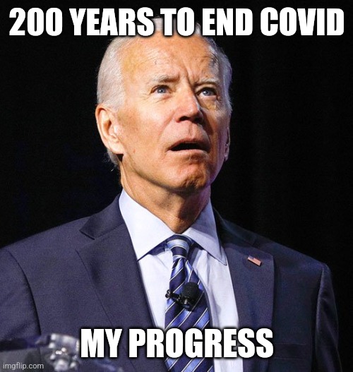 Joe Biden | 200 YEARS TO END COVID MY PROGRESS | image tagged in joe biden | made w/ Imgflip meme maker