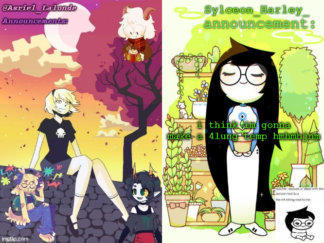 Asriel and Sylceon shared template | i think im gonna make a 4lung temp hmhmhjnm | image tagged in asriel and sylceon shared template | made w/ Imgflip meme maker