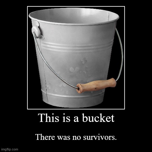 This is a bucket | There was no survivors. | image tagged in funny,demotivationals | made w/ Imgflip demotivational maker