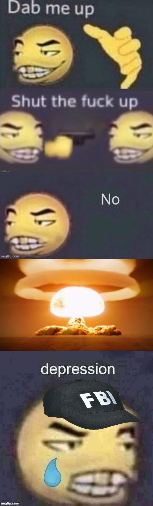 No | image tagged in nuclear explosion,depression | made w/ Imgflip meme maker