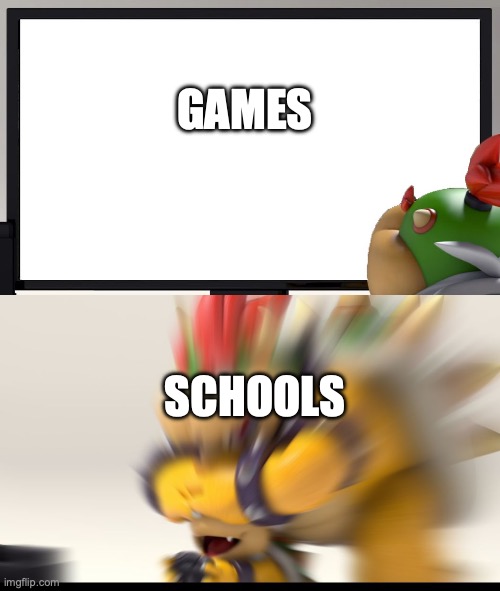 they never want you to do games | GAMES; SCHOOLS | image tagged in bowser and bowser jr nsfw | made w/ Imgflip meme maker