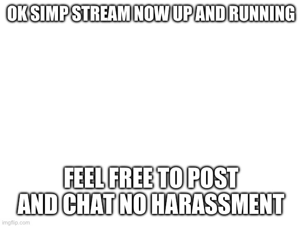 Behave ok | OK SIMP STREAM NOW UP AND RUNNING; FEEL FREE TO POST AND CHAT NO HARASSMENT | made w/ Imgflip meme maker