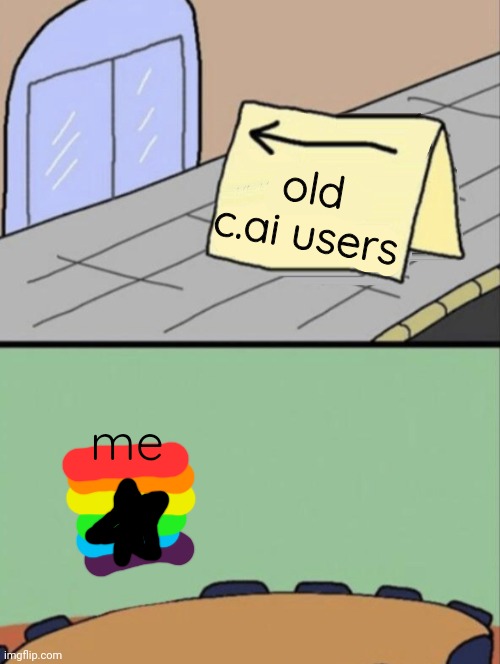 annual meeting | old c.ai users; me | image tagged in annual meeting | made w/ Imgflip meme maker