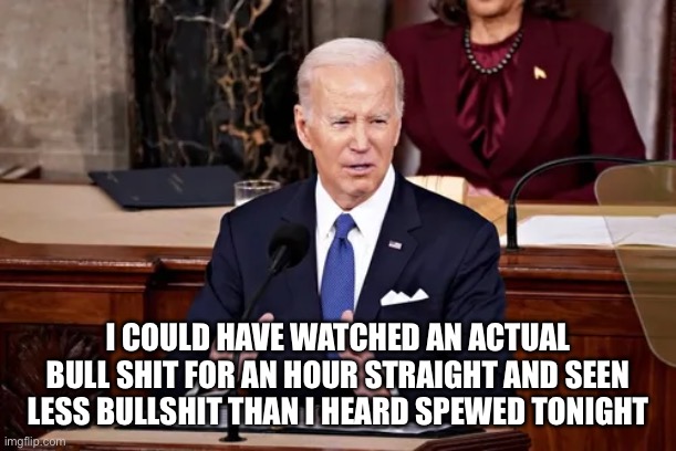 BS | I COULD HAVE WATCHED AN ACTUAL BULL SHIT FOR AN HOUR STRAIGHT AND SEEN LESS BULLSHIT THAN I HEARD SPEWED TONIGHT | image tagged in politics,political meme,funny,funny memes | made w/ Imgflip meme maker