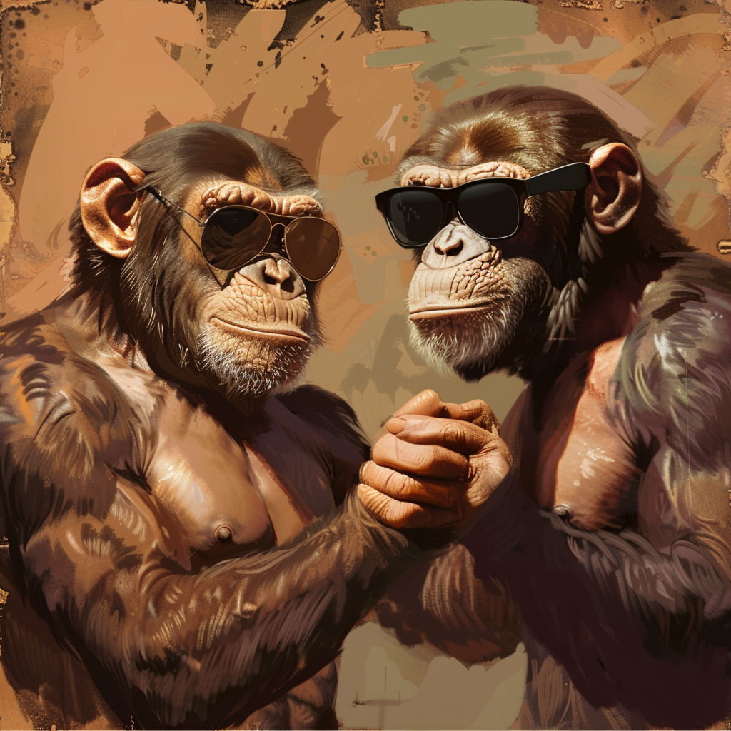 Two very muscular Monkeys shake hands Blank Meme Template