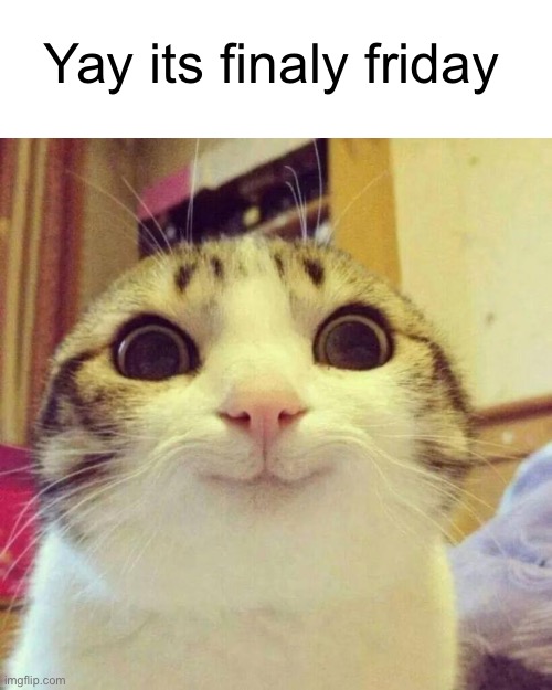 Friday  | Yay its finaly friday | image tagged in memes,smiling cat,friday | made w/ Imgflip meme maker