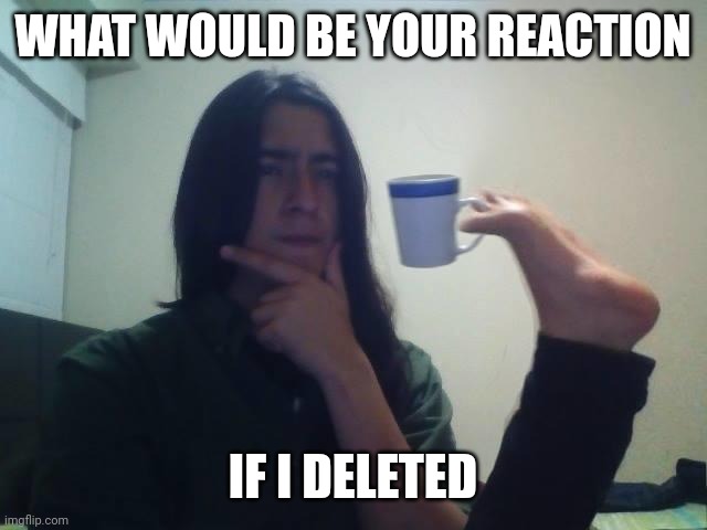 Hmmmm | WHAT WOULD BE YOUR REACTION; IF I DELETED | image tagged in hmmmm | made w/ Imgflip meme maker