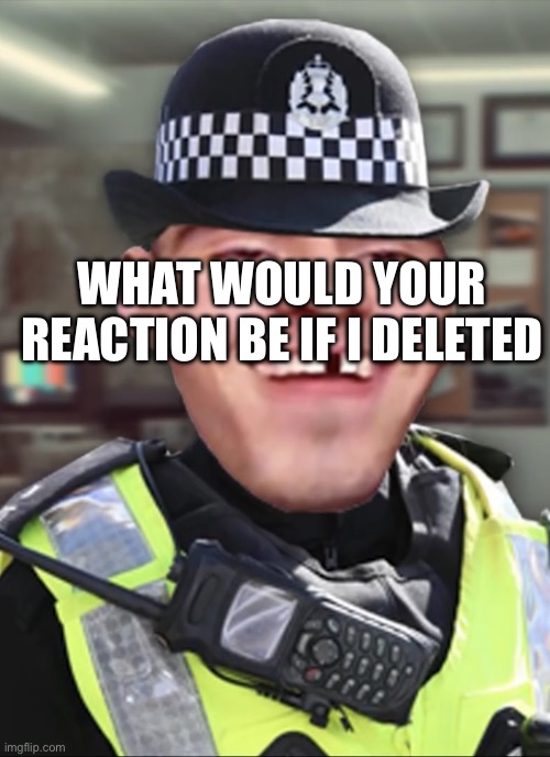 Bri’ish person | WHAT WOULD YOUR REACTION BE IF I DELETED | image tagged in bri ish person | made w/ Imgflip meme maker