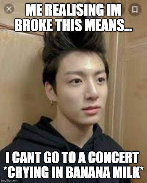 haha | ME REALISING IM BROKE THIS MEANS... I CANT GO TO A CONCERT 
*CRYING IN BANANA MILK* | image tagged in concert | made w/ Imgflip meme maker