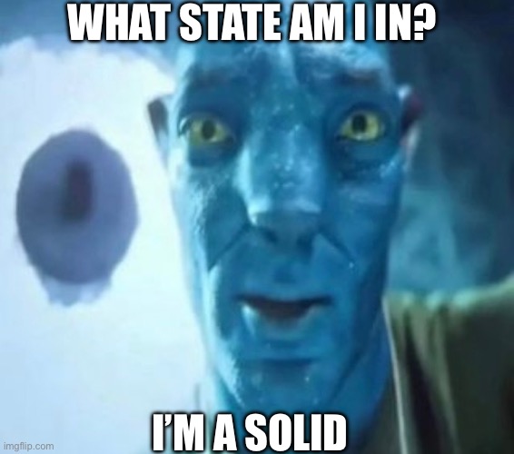 Avatar guy | WHAT STATE AM I IN? I’M A SOLID | image tagged in avatar guy | made w/ Imgflip meme maker