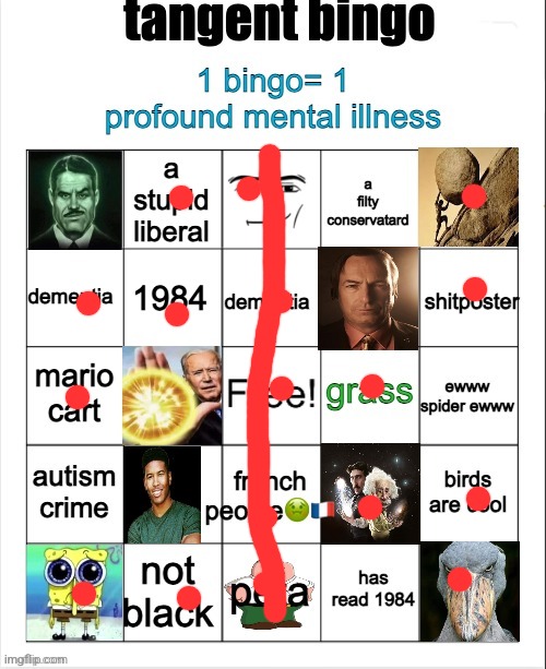 tangent bingo | image tagged in tangent bingo | made w/ Imgflip meme maker