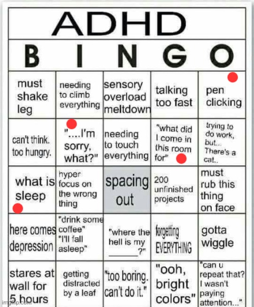 Man this shit ain't adhd it's mental reta- /j | image tagged in adhd bingo | made w/ Imgflip meme maker