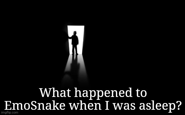 Dark Room | What happened to EmoSnake when I was asleep? | image tagged in dark room | made w/ Imgflip meme maker