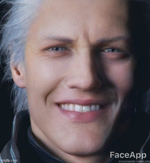 vergil smile | image tagged in vergil smile | made w/ Imgflip meme maker