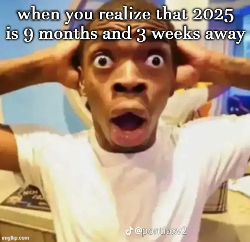 when you realize that 2025 is 9 months and 3 weeks away | image tagged in shocked black guy | made w/ Imgflip meme maker