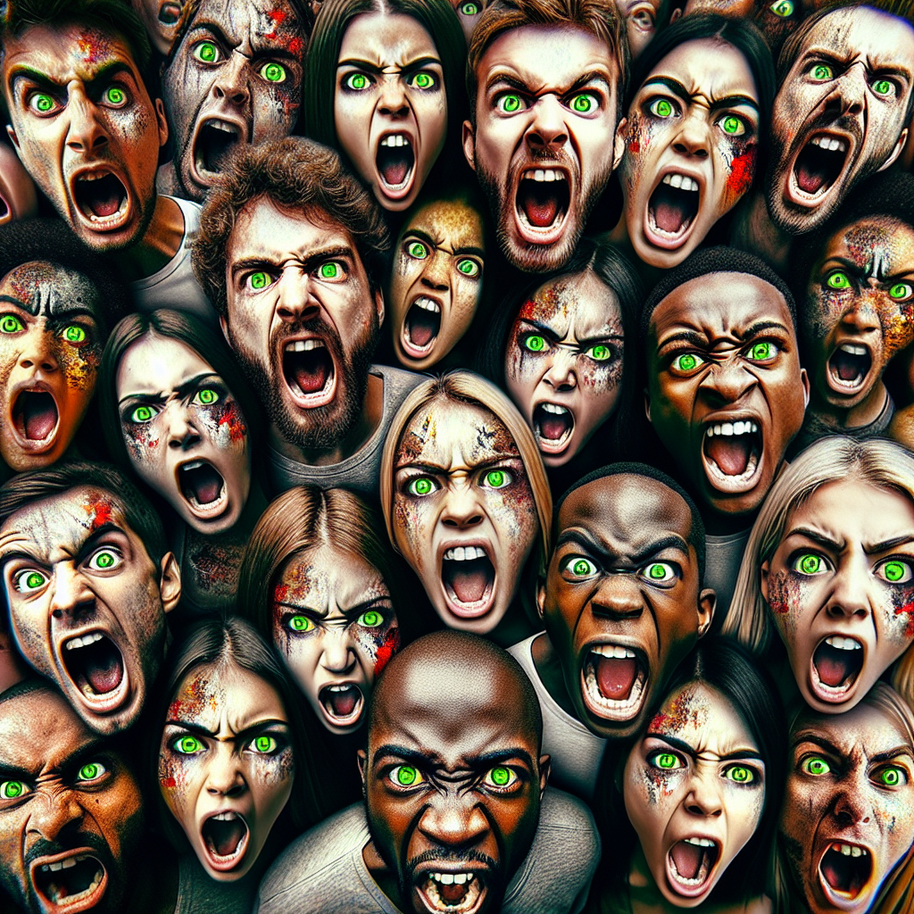 High Quality Screaming mob of angry young envious Americans Blank Meme Template