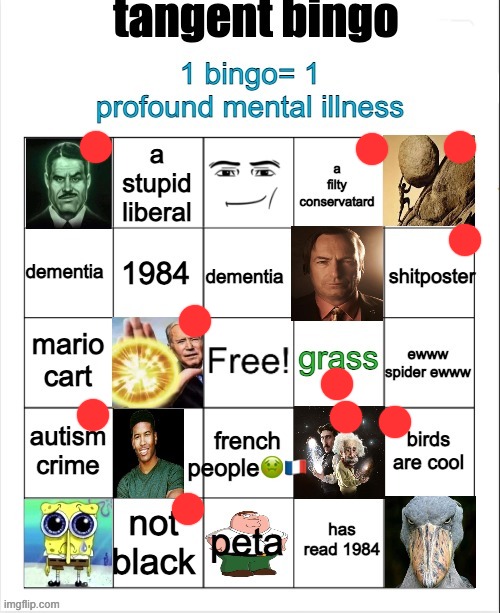 tangent bingo | image tagged in tangent bingo | made w/ Imgflip meme maker