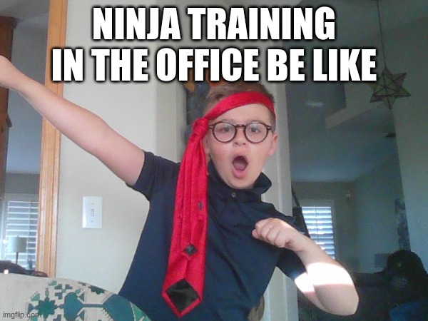 HOYAAAAAA | NINJA TRAINING IN THE OFFICE BE LIKE | image tagged in jhbjuhbkl | made w/ Imgflip meme maker