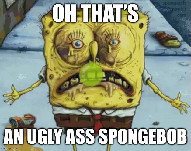 Ugly ass, SpongeBob | OH THAT’S; AN UGLY ASS SPONGEBOB | image tagged in memes,funny memes | made w/ Imgflip meme maker