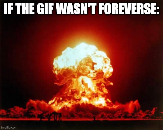 Nuclear Explosion Meme | IF THE GIF WASN'T FOREVERSE: | image tagged in memes,nuclear explosion | made w/ Imgflip meme maker