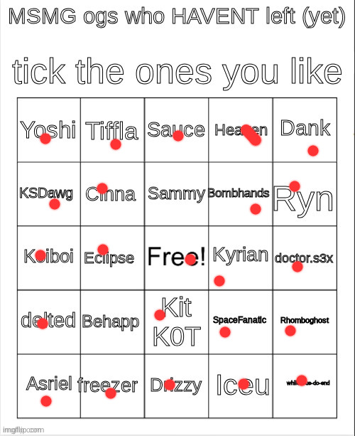 may have forgotten to mark some other mfs | image tagged in msmg ogs who havent left bingo | made w/ Imgflip meme maker