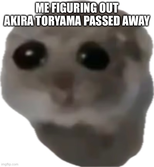 We will miss you bro you the g.o.a.t | ME FIGURING OUT AKIRA TORYAMA PASSED AWAY | image tagged in sad hamster,goat | made w/ Imgflip meme maker