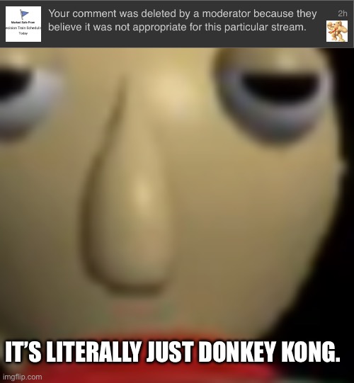 IT’S LITERALLY JUST DONKEY KONG. | image tagged in baldi staring | made w/ Imgflip meme maker