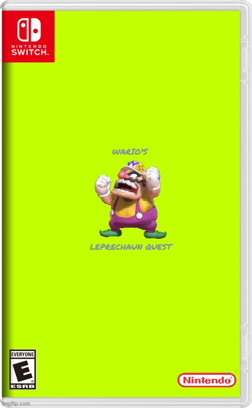 if nintendo made st patrick's day related games volume 11 | WARIO'S; LEPRECHAUN QUEST | image tagged in nintendo switch,wario,st patrick's day,fake,3d platformer | made w/ Imgflip meme maker