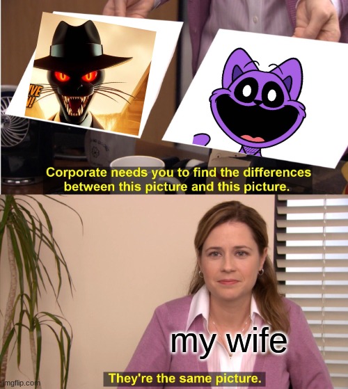 she thinks that because both are scary and kill people. and didnt care for chapter 3. its got better effort than the other 2. | my wife | image tagged in memes,timezone,game,poppy playtime,funny,wife | made w/ Imgflip meme maker