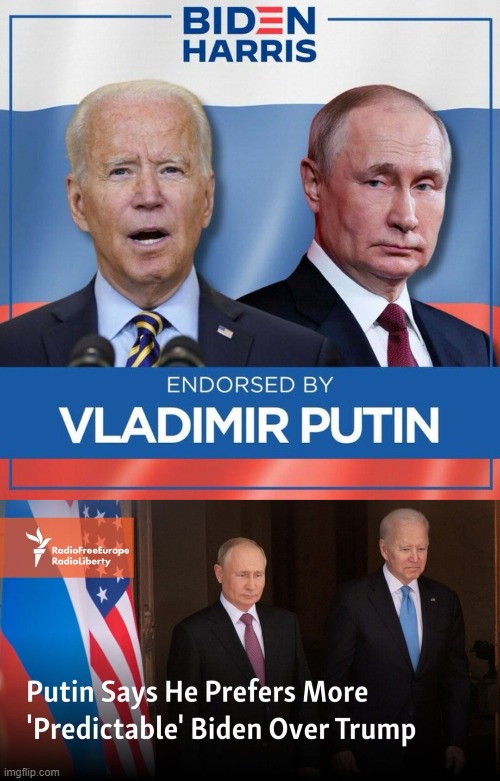 Putin says Russia prefers Biden to Trump but criticizes current US policy,, | image tagged in putin,biden | made w/ Imgflip meme maker