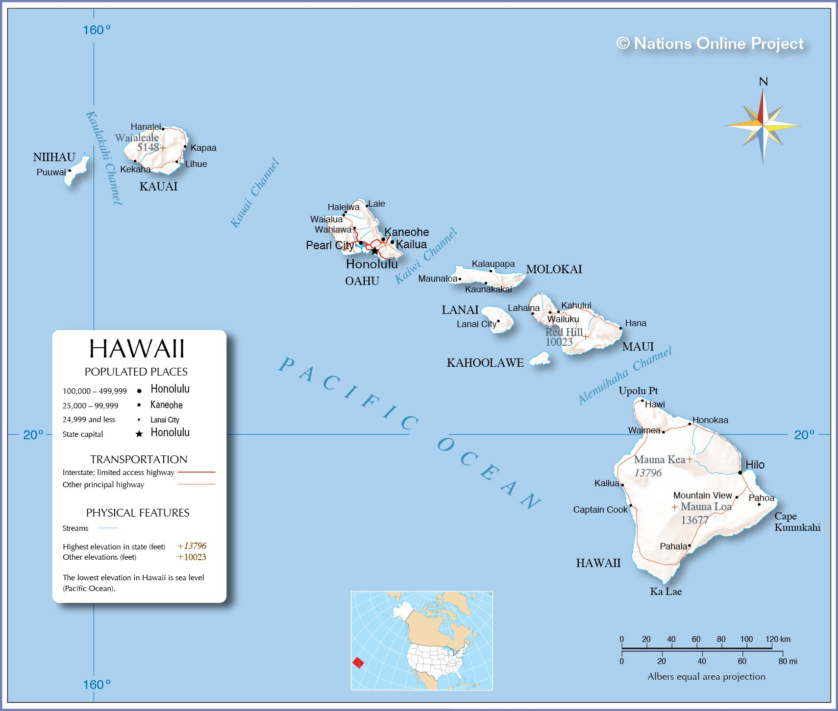 Map of the State of Hawaii, USA - Nations Online Project Blank Meme Template