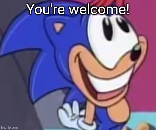 sonic happy | You're welcome! | image tagged in sonic happy | made w/ Imgflip meme maker