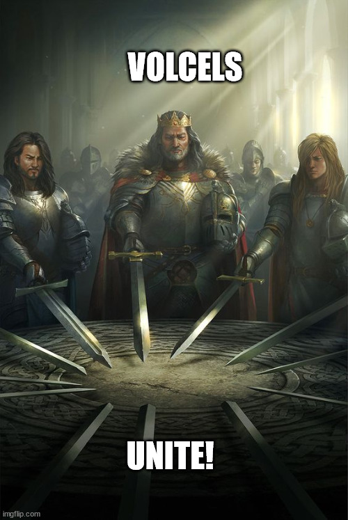Knights of the Round Table | VOLCELS UNITE! | image tagged in knights of the round table | made w/ Imgflip meme maker