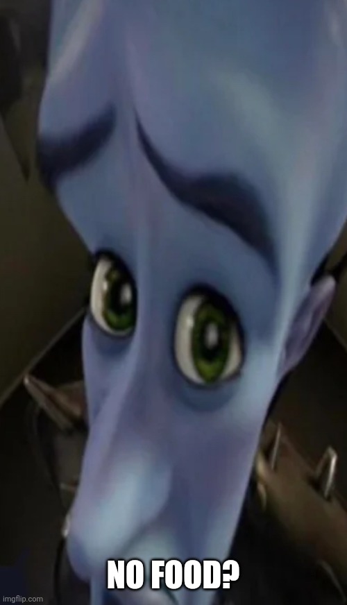 Megamind peeking | NO FOOD? | image tagged in megamind peeking | made w/ Imgflip meme maker