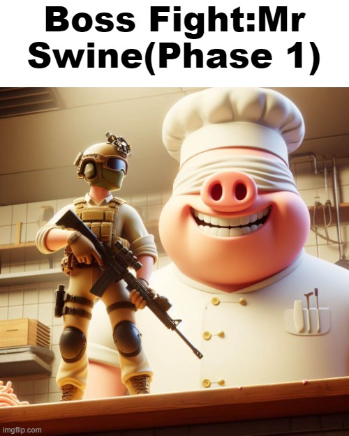 TimeZone Boss Details:Mr Swine. | Boss Fight:Mr Swine(Phase 1) | image tagged in timezone,boss,game,idea,movie,cartoon | made w/ Imgflip meme maker