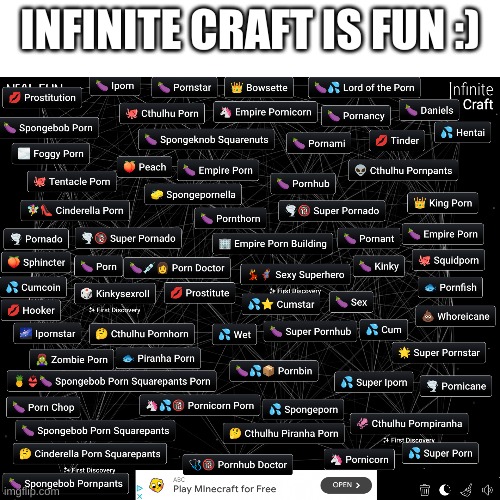 Infinite Craft... | INFINITE CRAFT IS FUN :) | image tagged in ___ | made w/ Imgflip meme maker