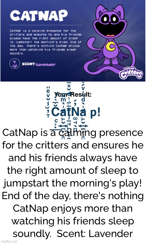 Apparently, 32% of people on UQuiz.com got CatNap | made w/ Imgflip meme maker