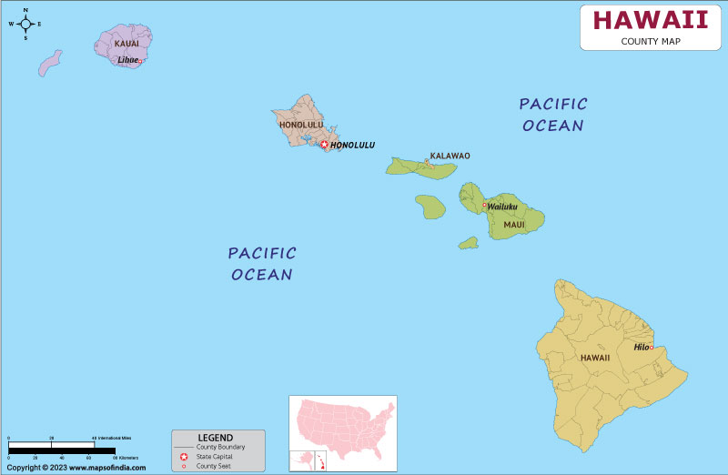 High Quality Hawaii Map | Map of Hawaii (HI) State With County Blank Meme Template