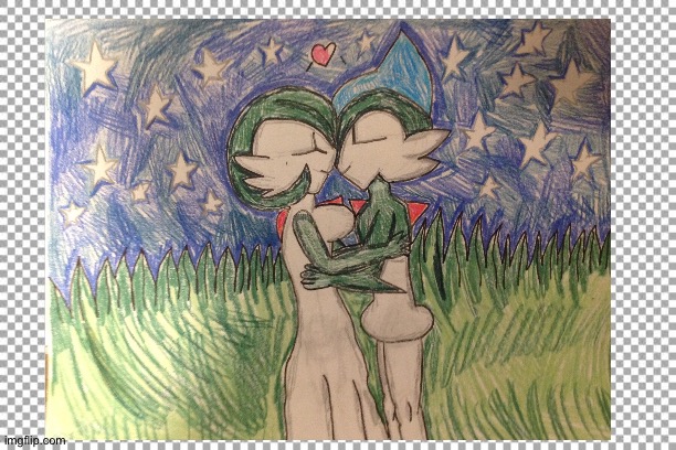Gallade and Gardevoir enjoying a romantic moment under the stars | image tagged in free,pokemon,fanart | made w/ Imgflip meme maker