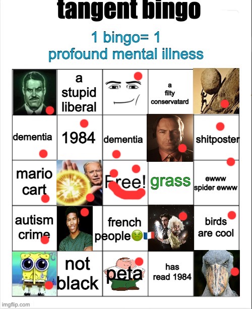 tangent bingo | image tagged in tangent bingo | made w/ Imgflip meme maker