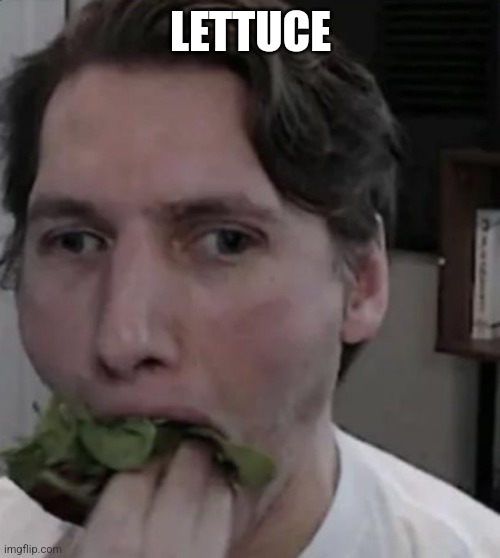 Jerma eating Lettuce | LETTUCE | image tagged in jerma eating lettuce | made w/ Imgflip meme maker
